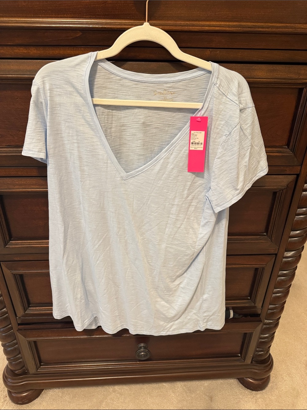 Lilly Pulitzer Light Blue V-Neck Short Sleeve Tee